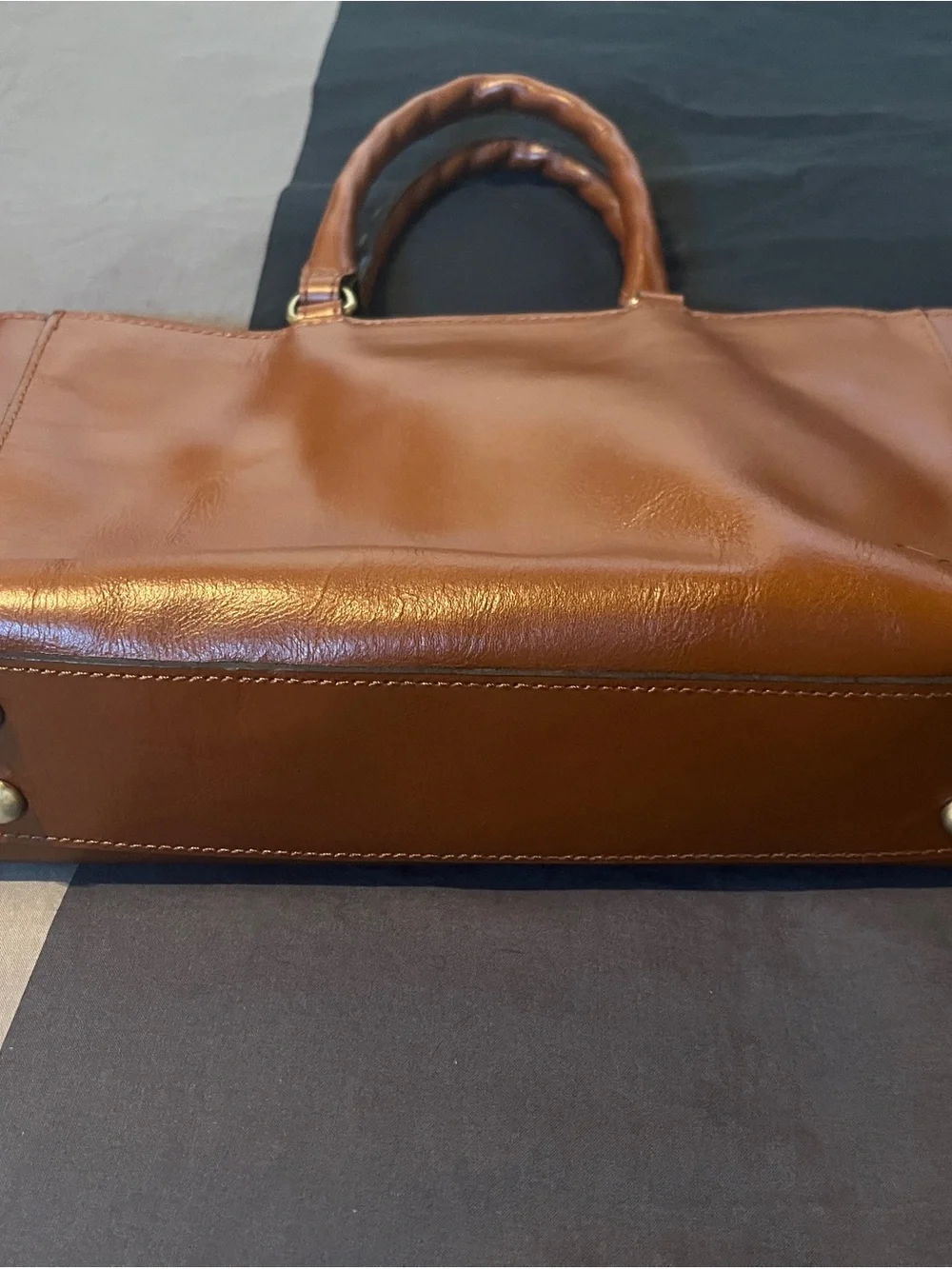 Patricia Nash Aileen Brown Leather Satchel with Top Handles